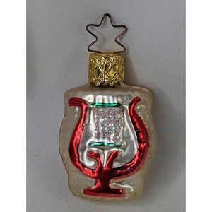 Christmas Glass Ornament Lyre Harp 2 Inch Germany Inge Glas Old World